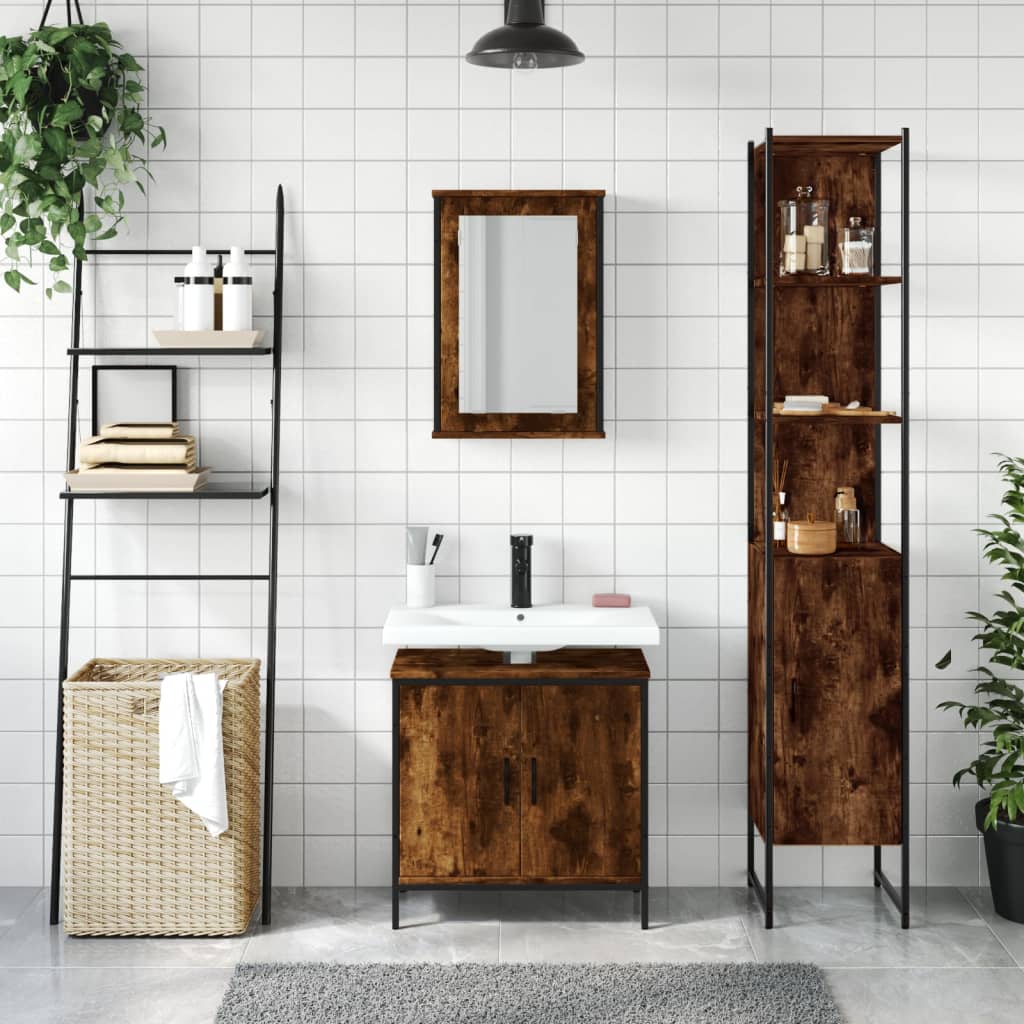 Badrumsmöbler Set 3 Delar Konstruerat Trä