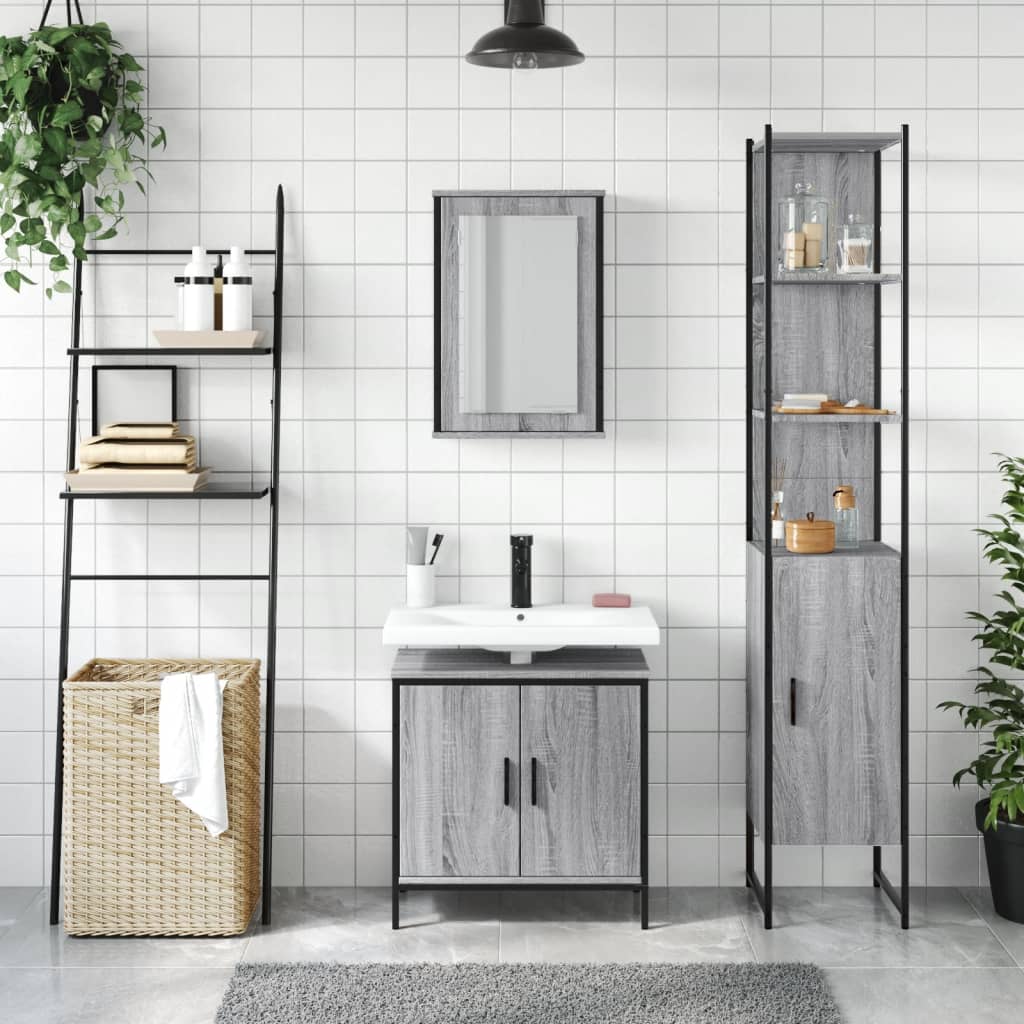 Badrumsmöbler Set 3 Delar Konstruerat Trä