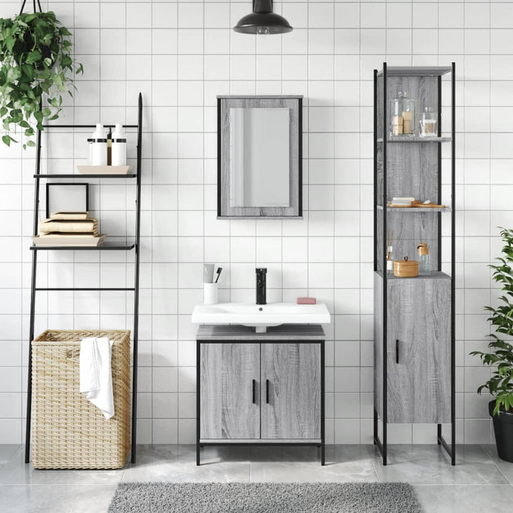Badrumsmöbler Set 3 Delar Konstruerat Trä