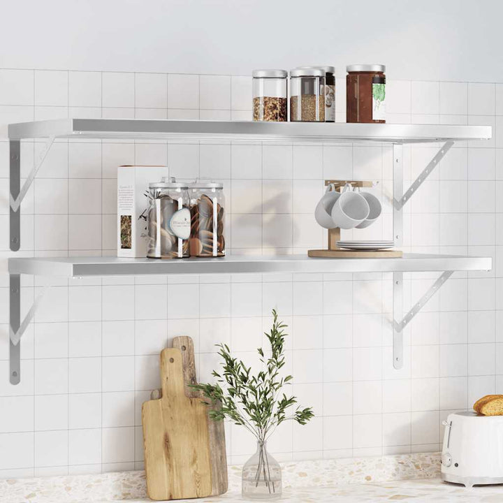Vägghyllor 2 St 50X23,5 Cm Rostfritt Stål