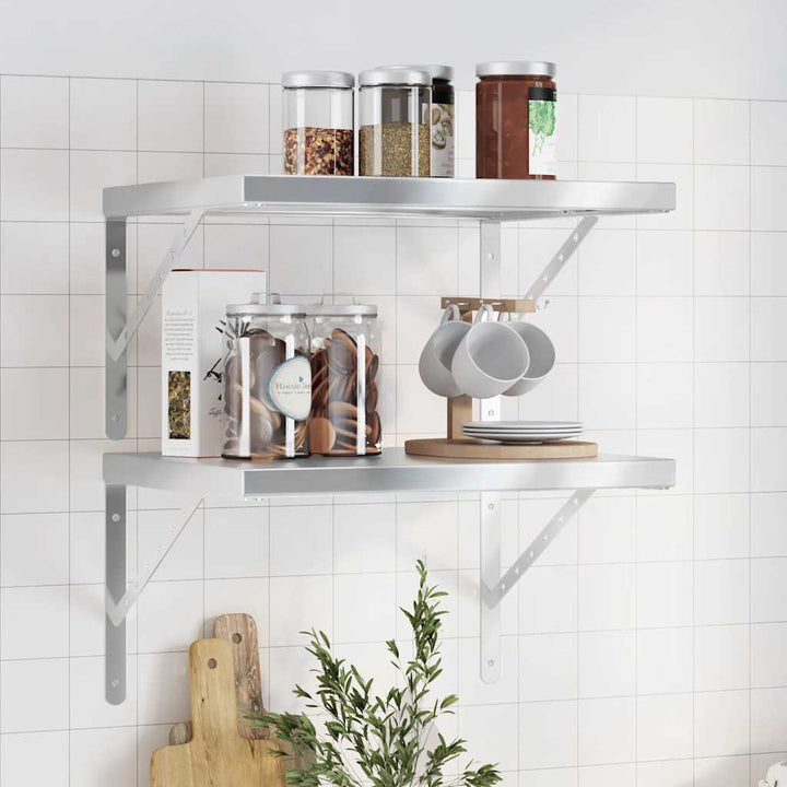 Vägghyllor 2 St 50X23,5 Cm Rostfritt Stål