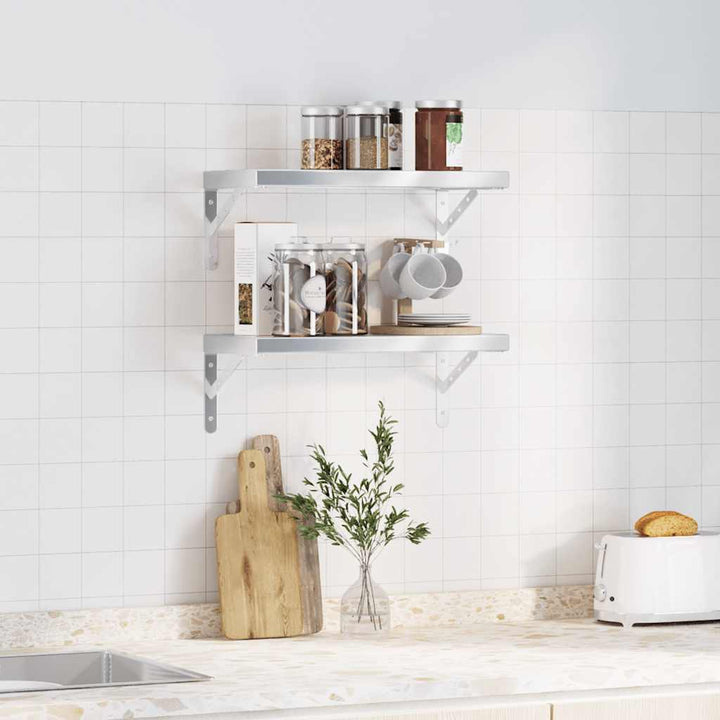 Vägghyllor 2 St 50X23,5 Cm Rostfritt Stål