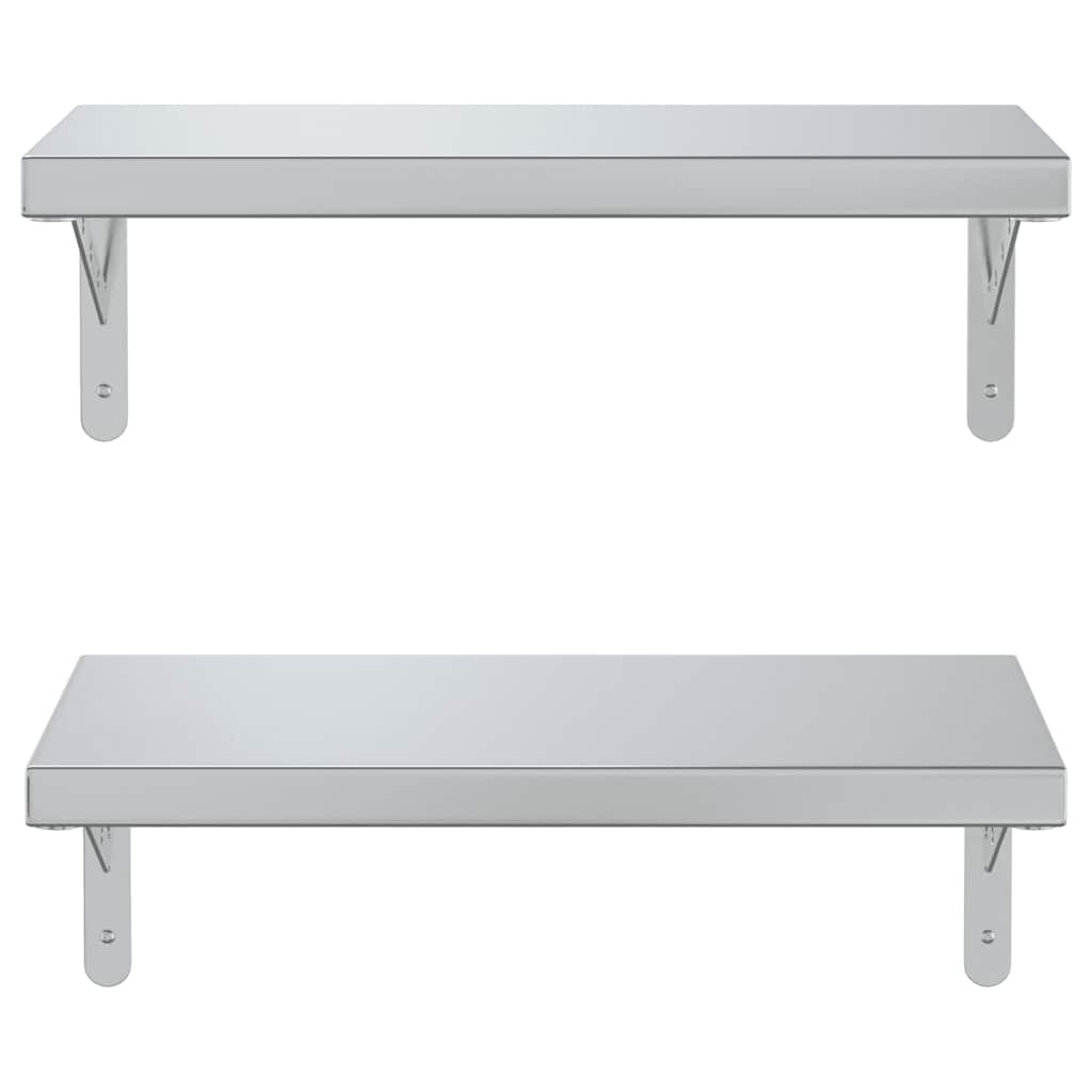 Vägghyllor 2 St 50X23,5 Cm Rostfritt Stål