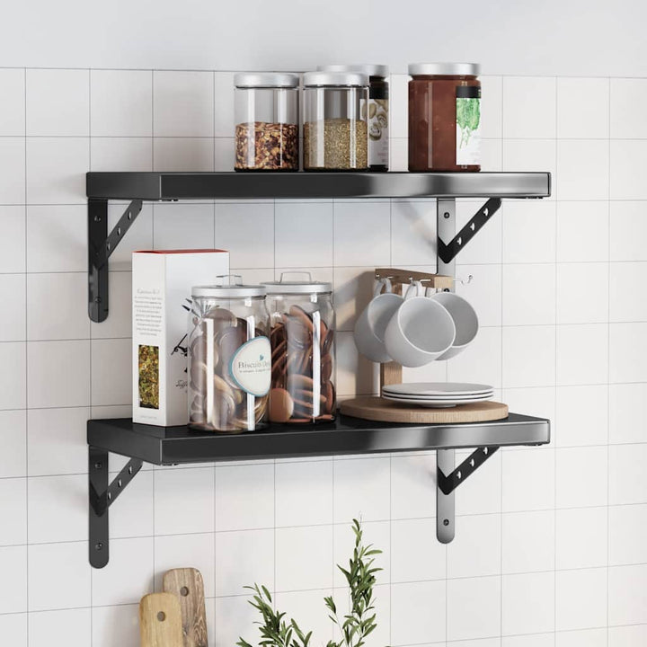 Vägghyllor 2 St 50X23,5 Cm Rostfritt Stål