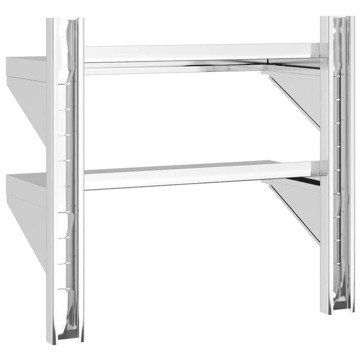 Vägghyllor 2 Nivåer 50X23,5X48 Cm Silver Rostfritt Stål