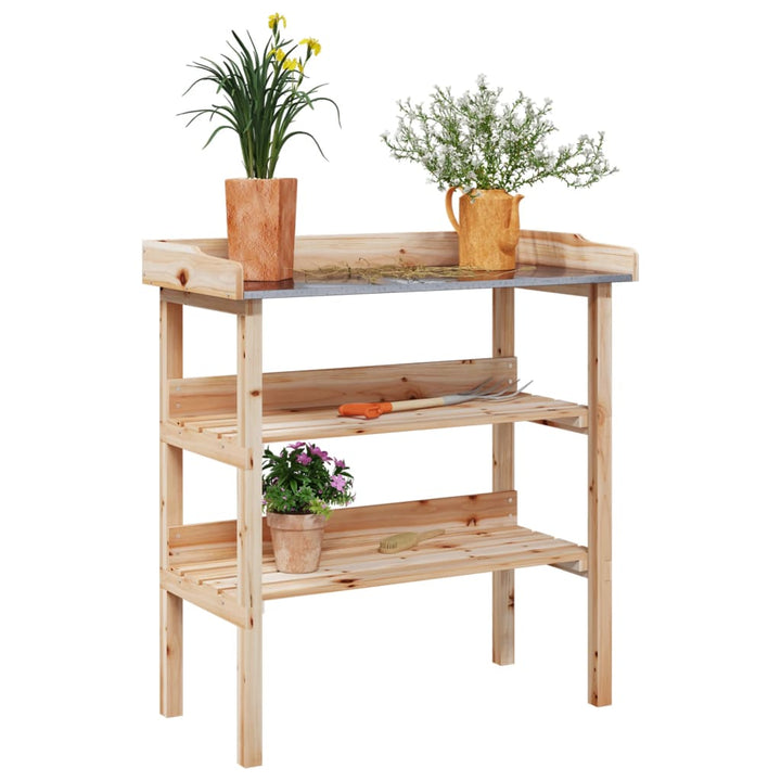 Växtbord Med Hyllor 78X38X82,5 Cm Massivt Granträ