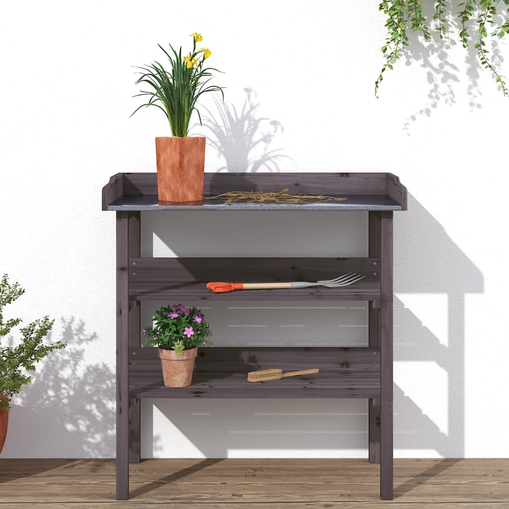 Växtbord Med Hyllor 78X38X82,5 Cm Massivt Granträ