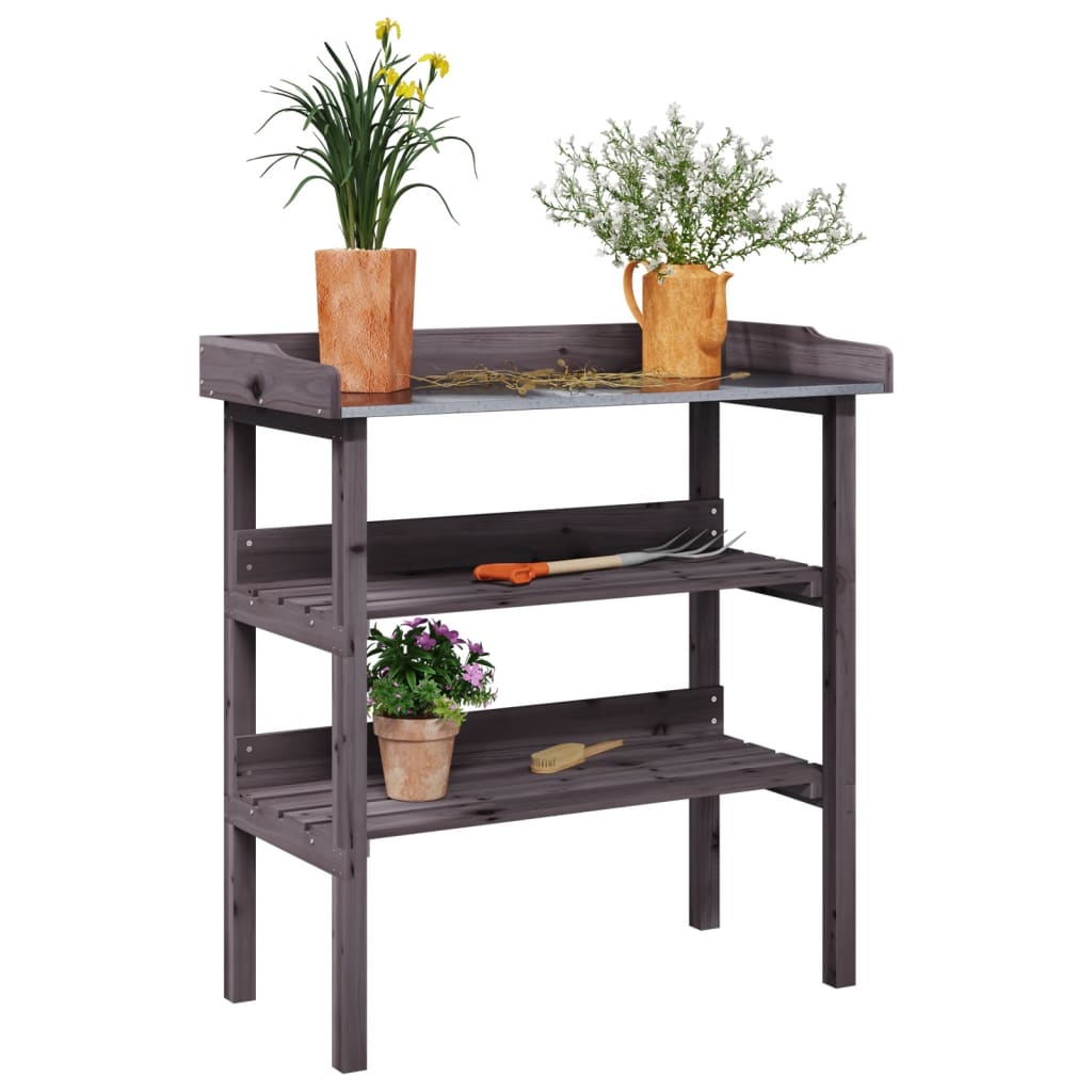 Växtbord Med Hyllor 78X38X82,5 Cm Massivt Granträ