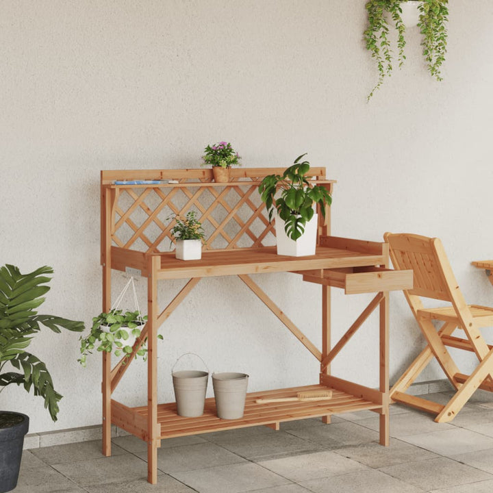 Planteringsbord Med Spaljé Massivt Granträ