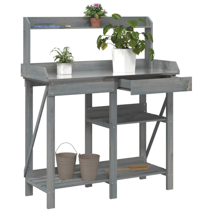 Planteringsbord Med Hyllor Massivt Granträ