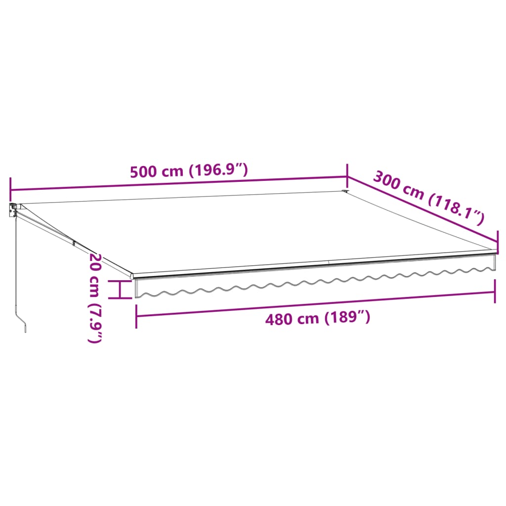 Markis Manuellt Infällbar 500X300 Cm Brun