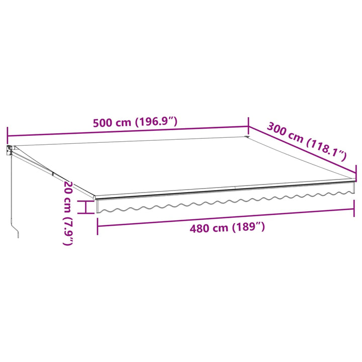 Markis Manuellt Infällbar 500X300 Cm Brun