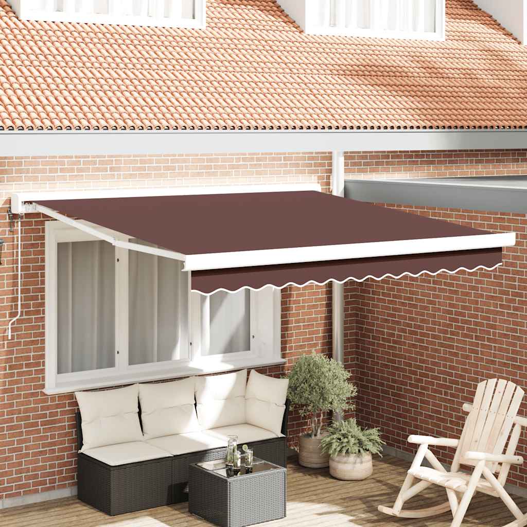 Markis Infällbar Gräddvit 3,5X2,5 M Tyg&amp;Aluminium