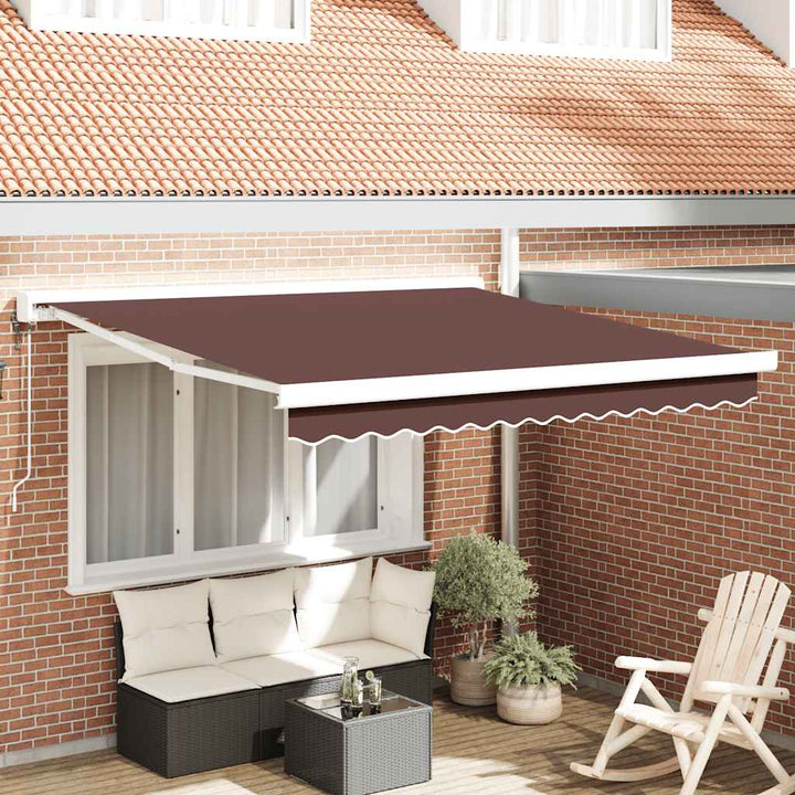 Markis Infällbar Gräddvit 3,5X2,5 M Tyg&amp;Aluminium