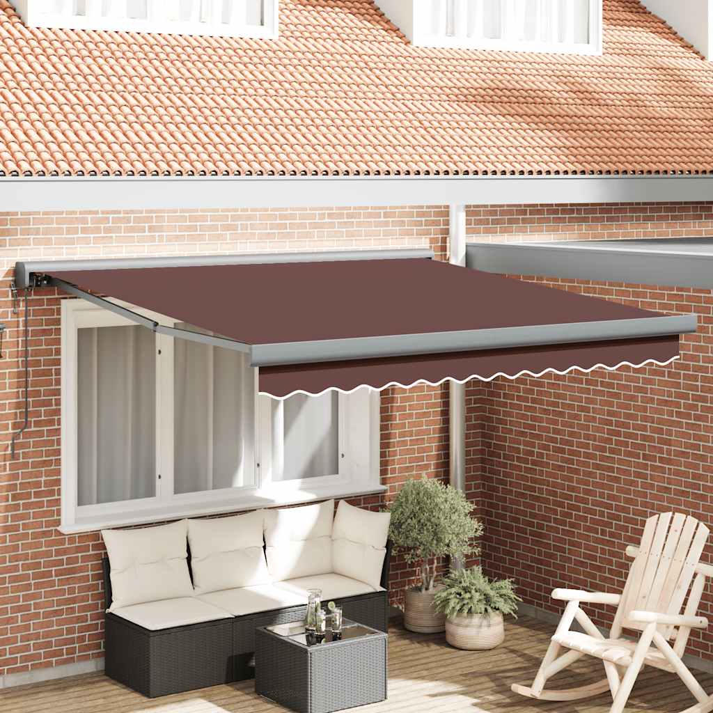 Markis Infällbar Gräddvit 3,5X2,5 M Tyg&amp;Aluminium