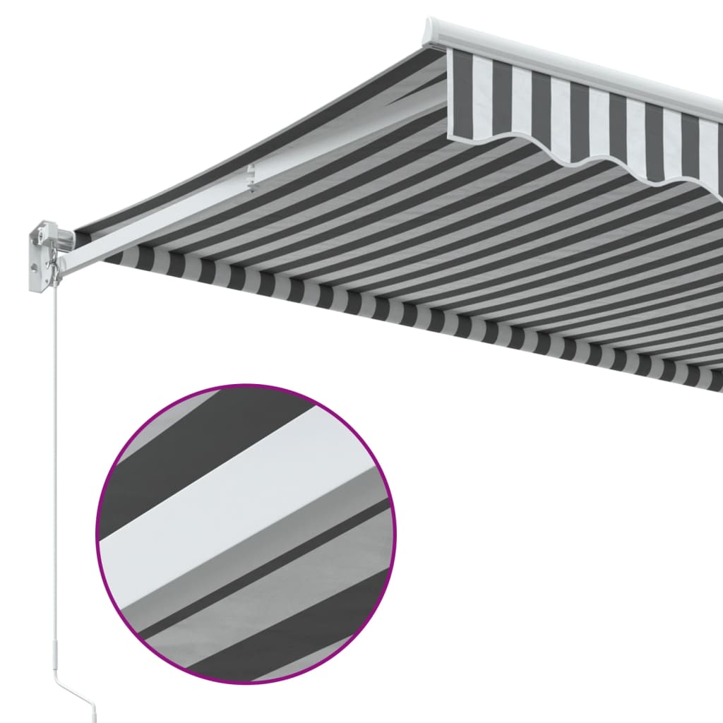 Markis Infällbar Antracit Och Vit 3,5X2,5 M Tyg&amp;Aluminium