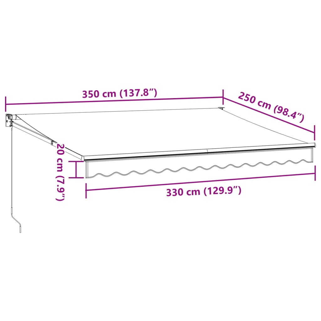 Markis Infällbar Antracit Och Vit 3,5X2,5 M Tyg&amp;Aluminium