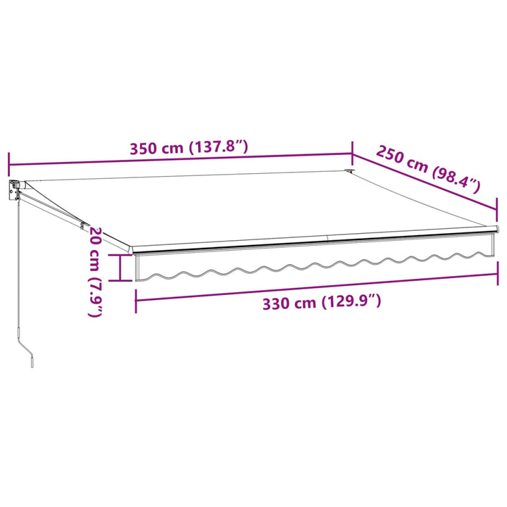 Markis Infällbar Antracit Och Vit 3,5X2,5 M Tyg&amp;Aluminium