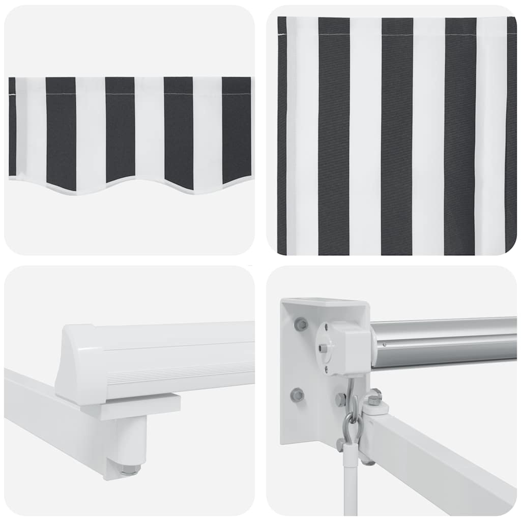 Markis Infällbar Antracit Och Vit 4,5X3 M Tyg&amp;Aluminium