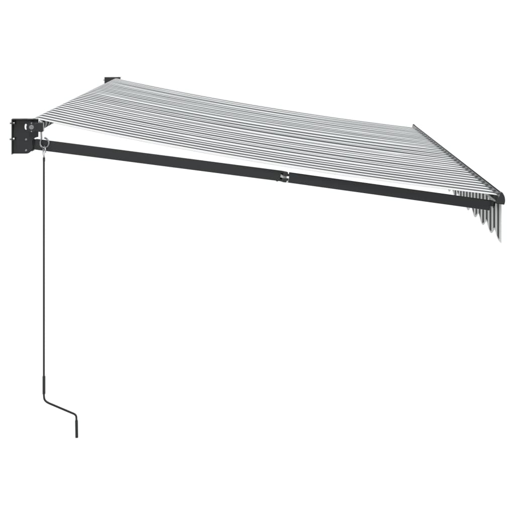 Markis Infällbar Antracit Och Vit 3,5X2,5 M Tyg&amp;Aluminium