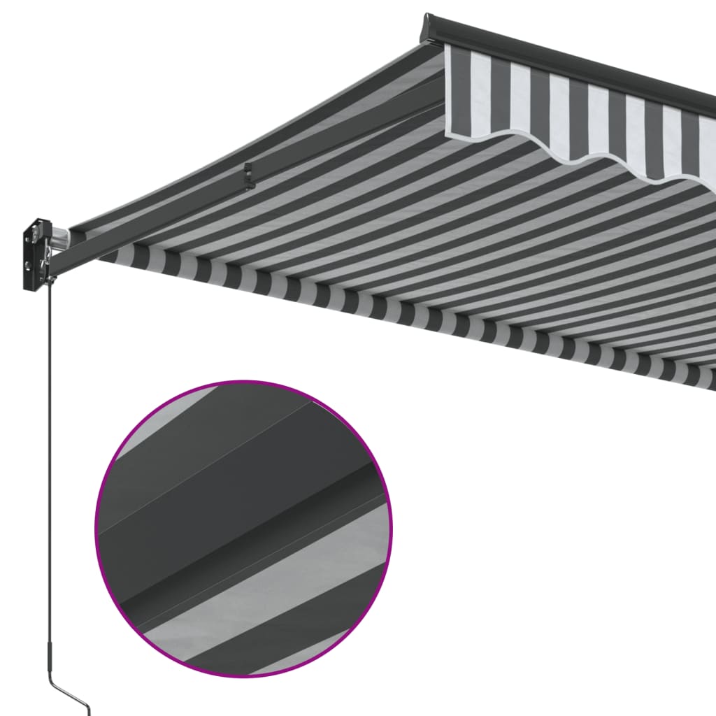 Markis Infällbar Antracit Och Vit 3,5X2,5 M Tyg&amp;Aluminium