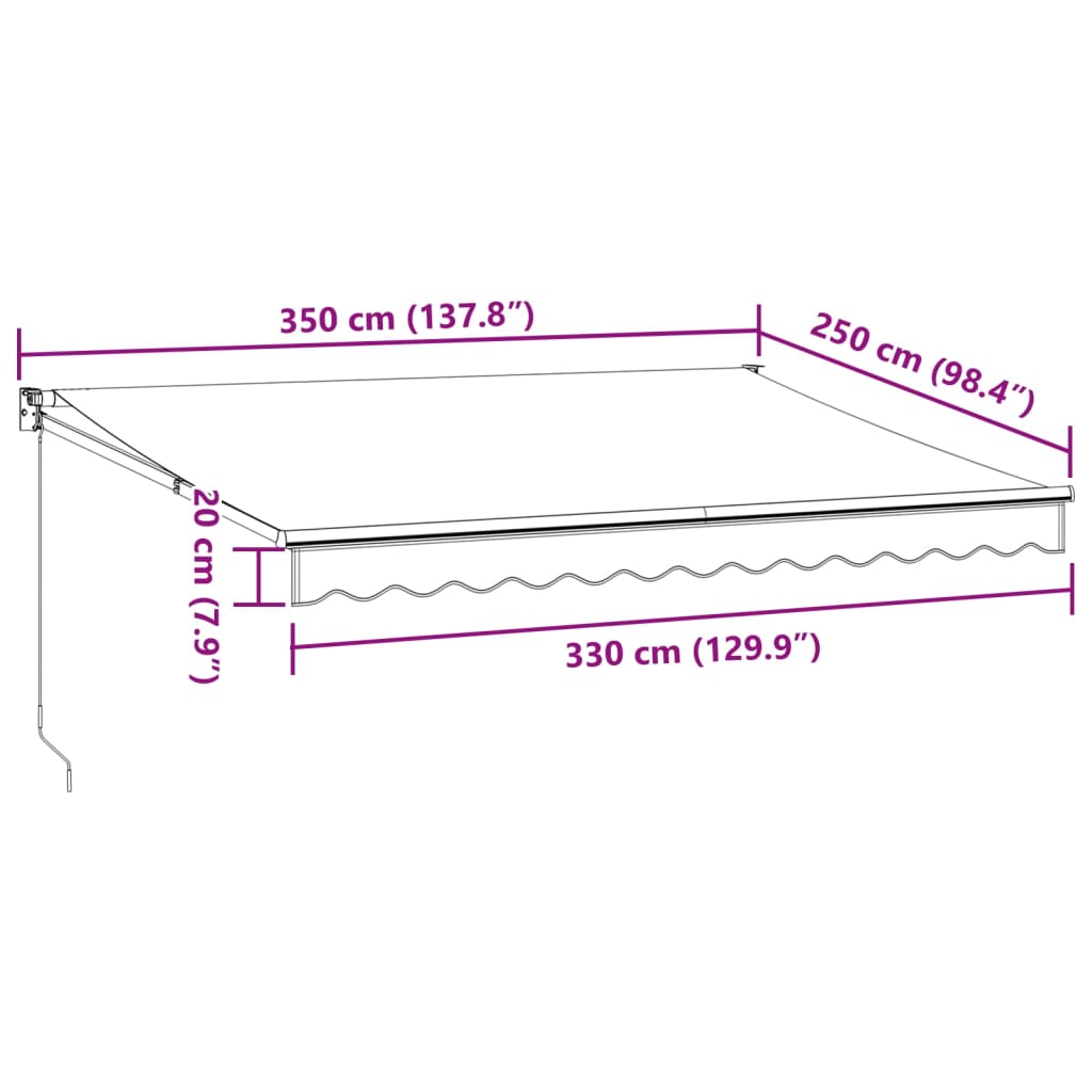 Markis Infällbar Antracit Och Vit 3,5X2,5 M Tyg&amp;Aluminium