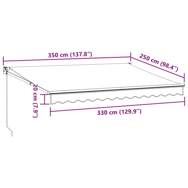 Markis Infällbar Antracit Och Vit 3,5X2,5 M Tyg&amp;Aluminium