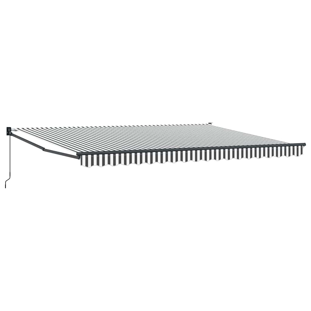 Markis Infällbar Antracit Och Vit 4,5X3 M Tyg&Aluminium