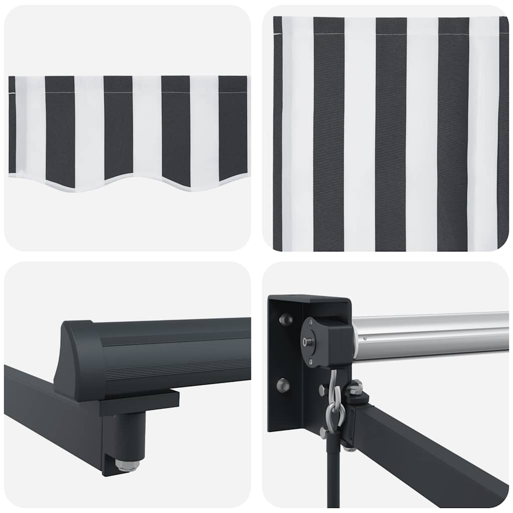 Markis Infällbar Antracit Och Vit 4,5X3 M Tyg&amp;Aluminium