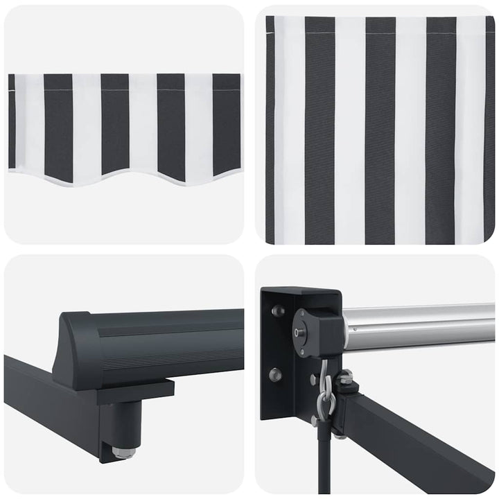 Markis Infällbar Antracit Och Vit 4,5X3 M Tyg&amp;Aluminium