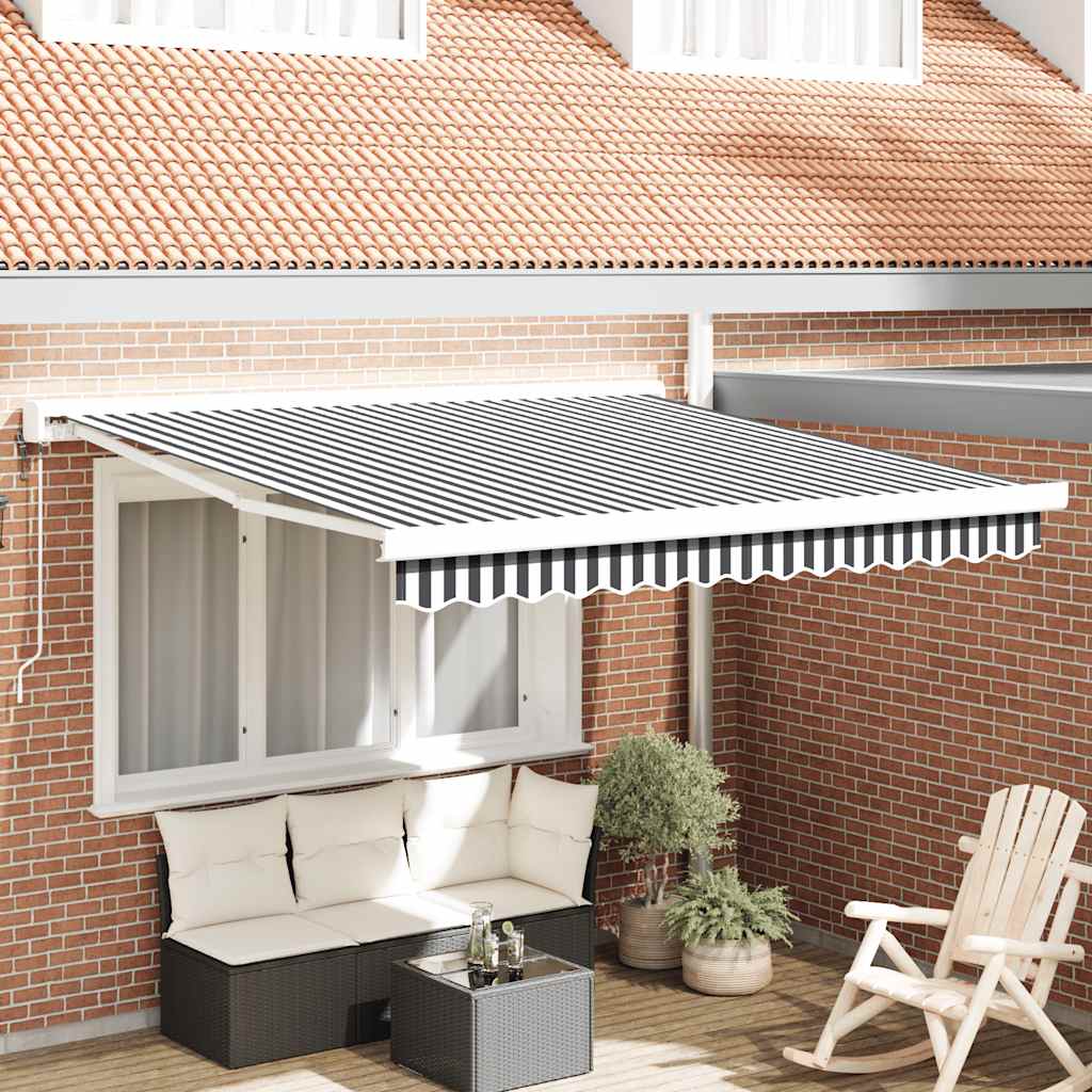 Markis Infällbar Gräddvit 3,5X2,5 M Tyg&amp;Aluminium