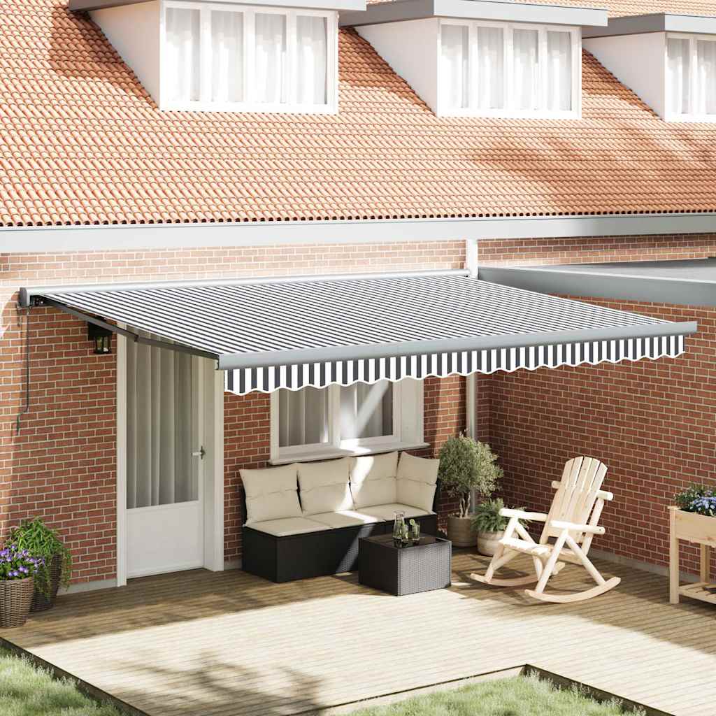 Markis Infällbar Gräddvit 3,5X2,5 M Tyg&amp;Aluminium