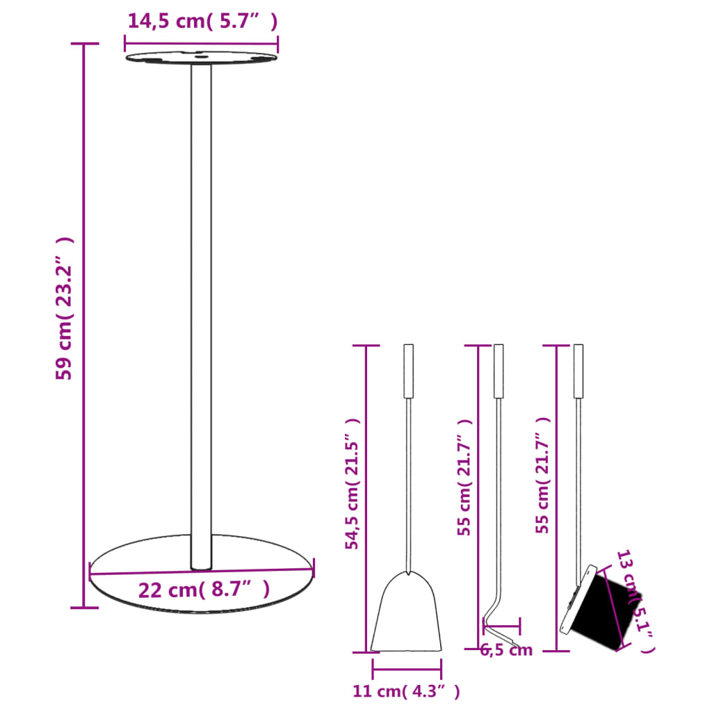 4-Delat Verktygsset För Eldstad 22X59 Cm Stål