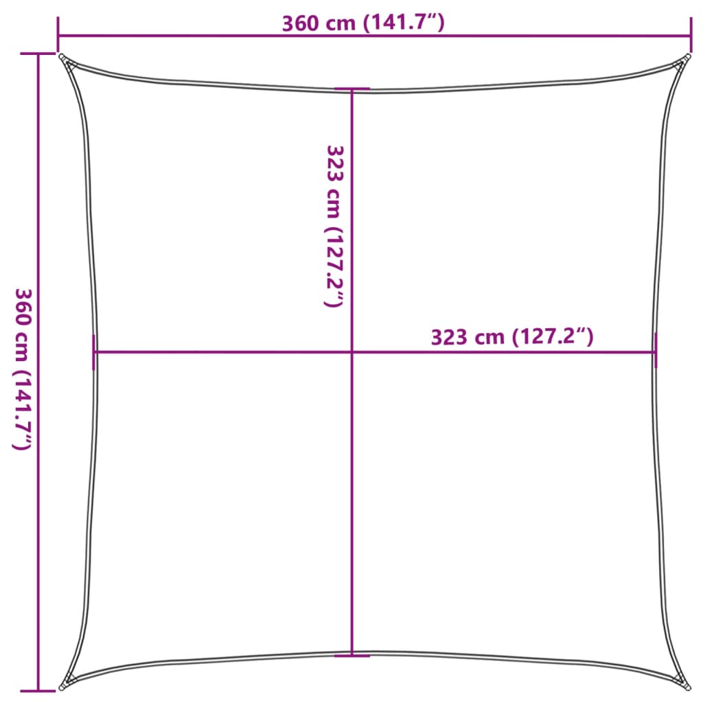 Solsegel 3,6X3,6 M 100% Polyesteroxford