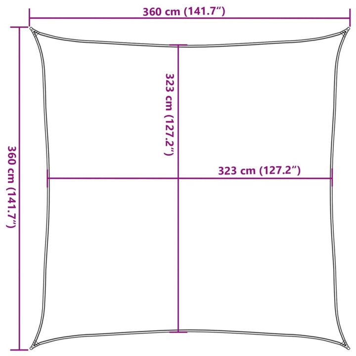Solsegel 3,6X3,6 M 100% Polyesteroxford