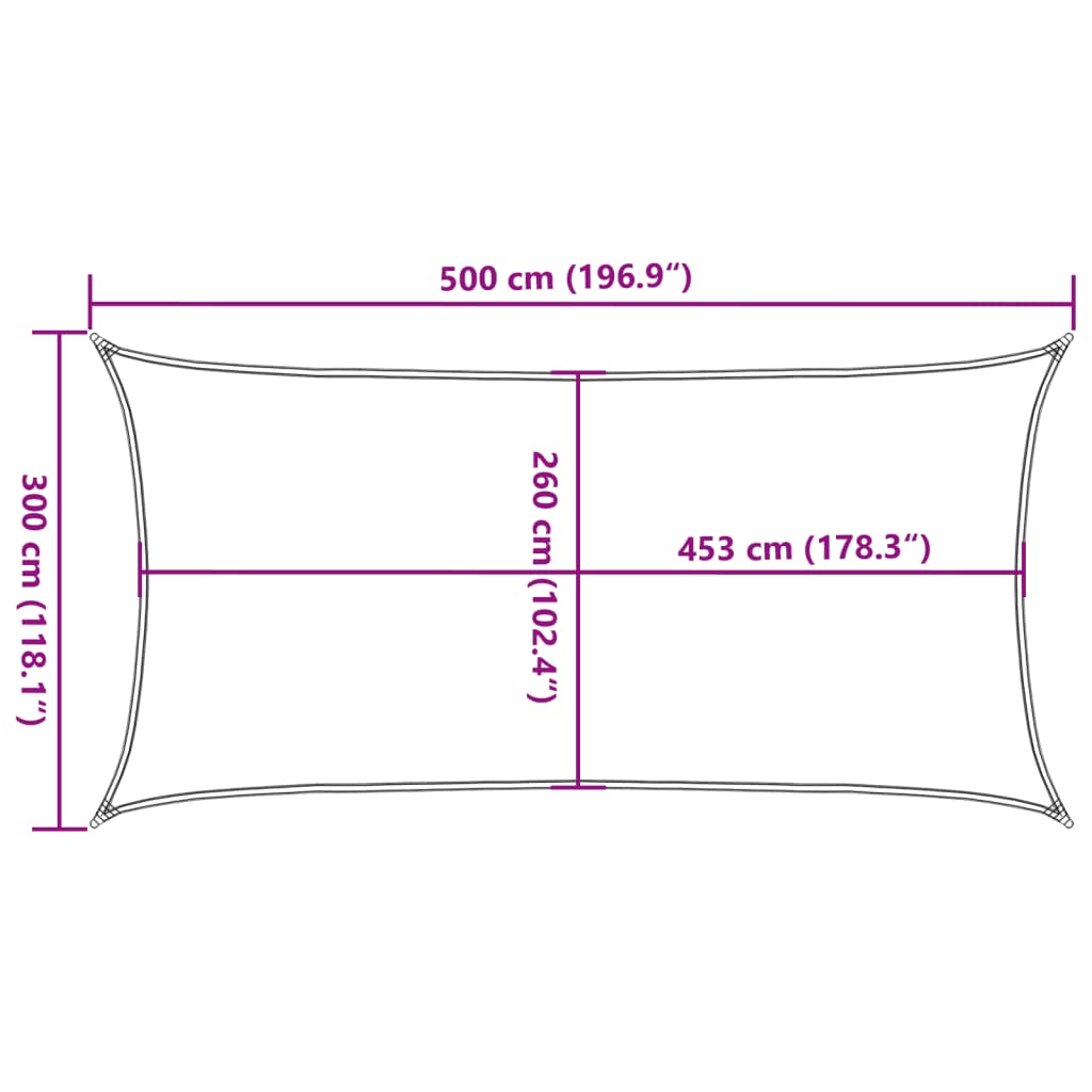 Solsegel Färgat 5X3 M 100% Polyesteroxford