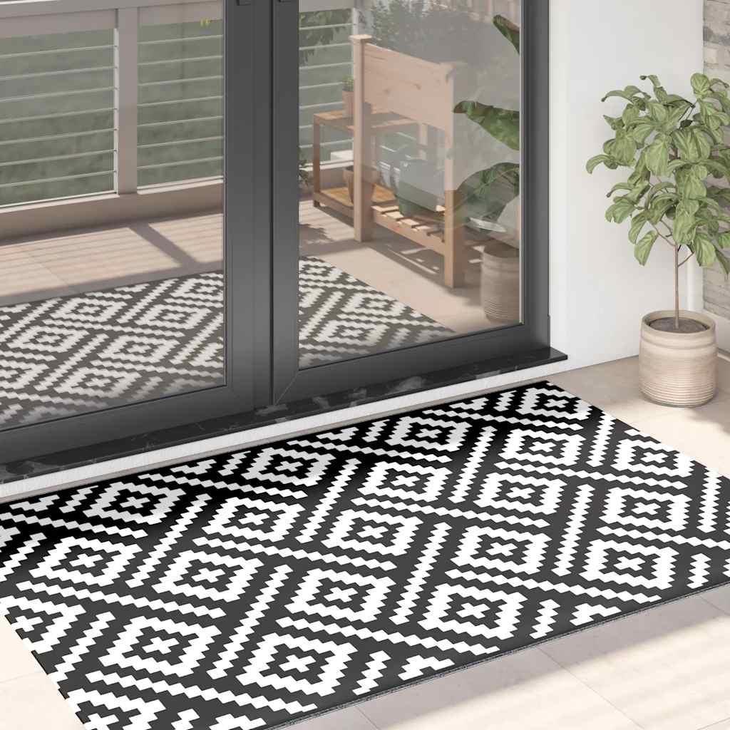 Utomhusmatta Arakil Vit Och Svart Ø120 Cm Pp