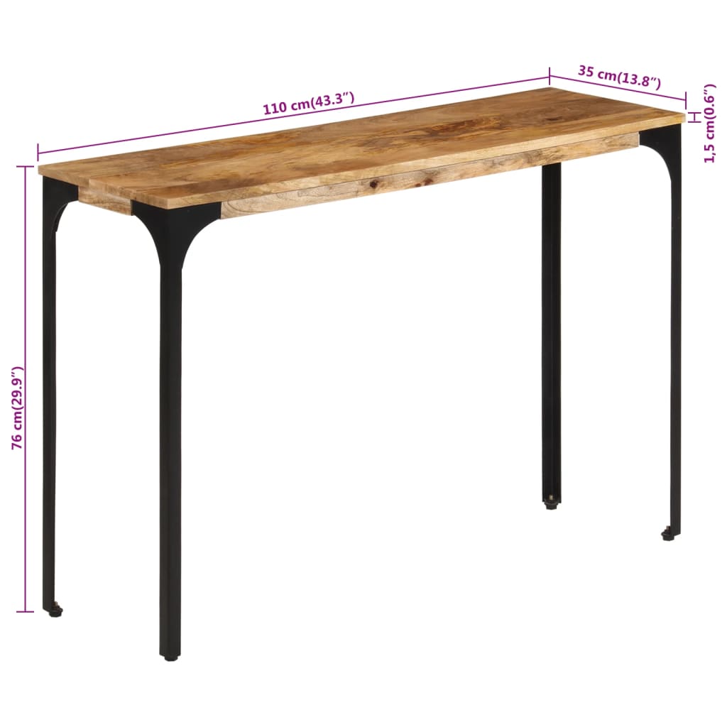 Konsolbord 110X35X76 Cm Massivt Mangoträ Och Järn
