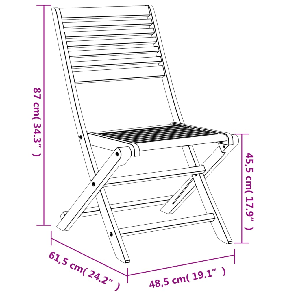 Hopfällbara Trädgårdsstolar 2 St 48,5X61,5X87 Cm Massiv Akacia