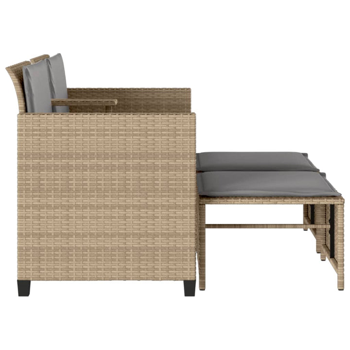 Trädgårdssoffa 2-Sits Med Bord Och Pallar Beige Konstrotting