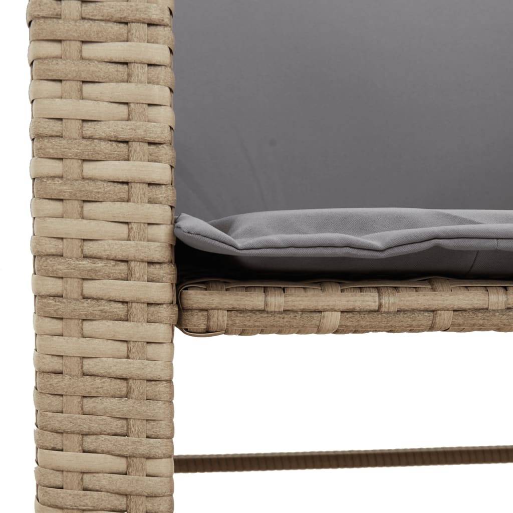 Trädgårdssoffa 2-Sits Med Bord Och Pallar Beige Konstrotting