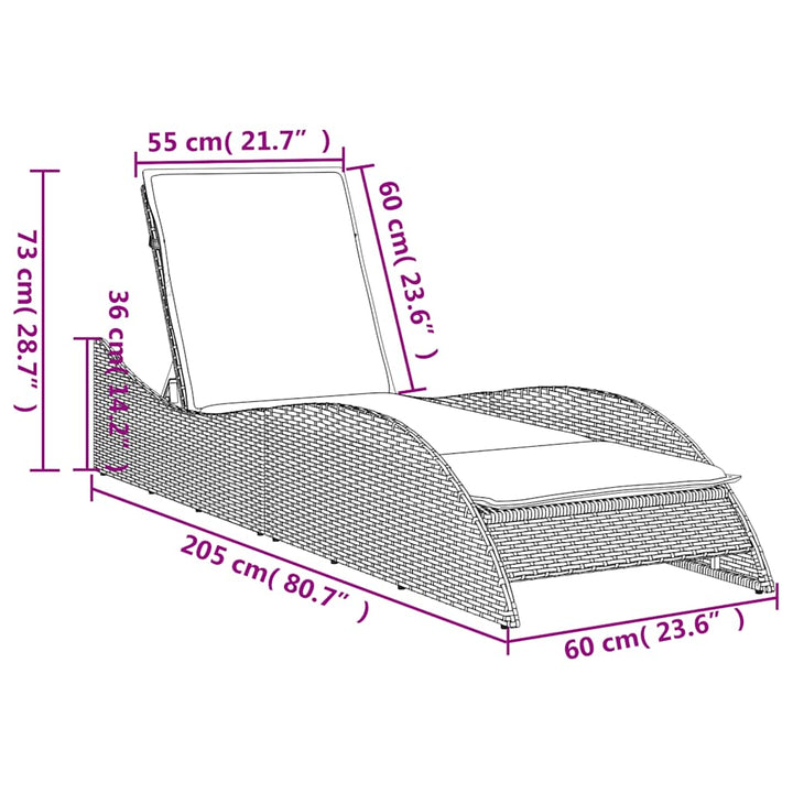 Solsäng Med Dyna 60X205X73 Cm Konstrotting