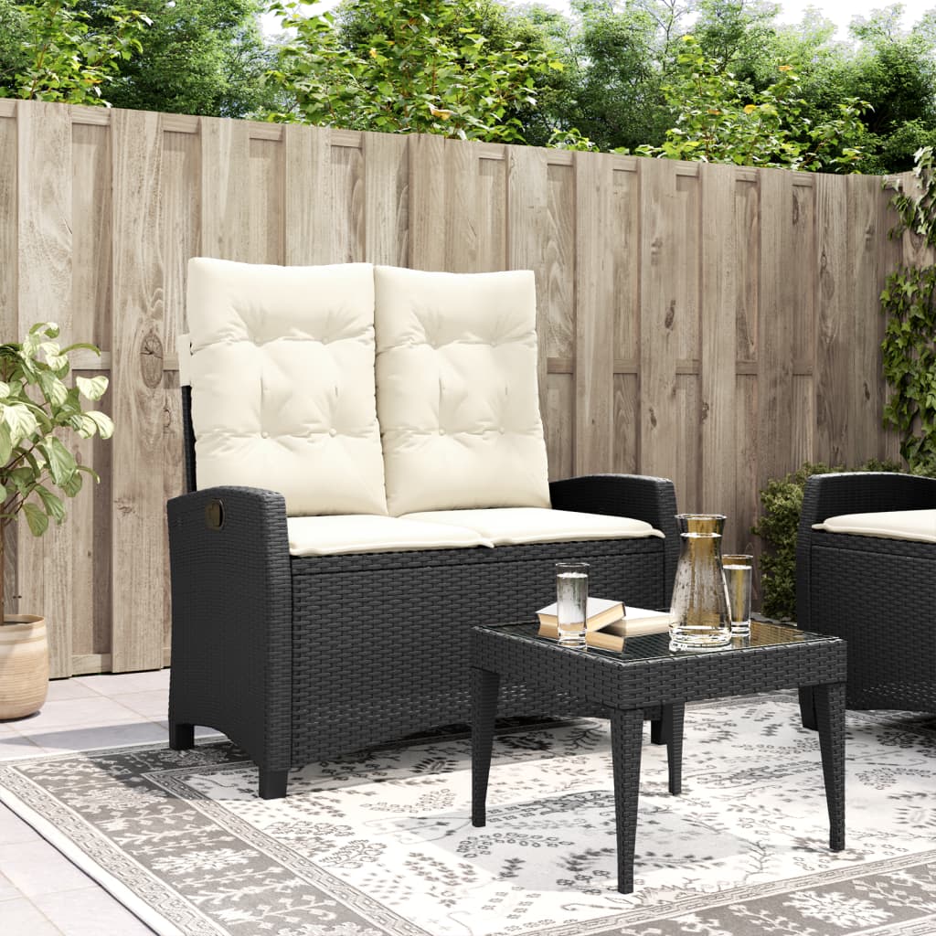 Justerbar Trädgårdsbänk Med Dynor Beige Konstrotting