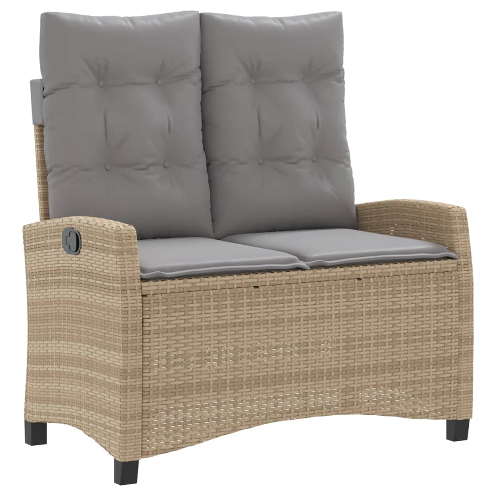 Justerbar Trädgårdsbänk Med Dynor Beige Konstrotting