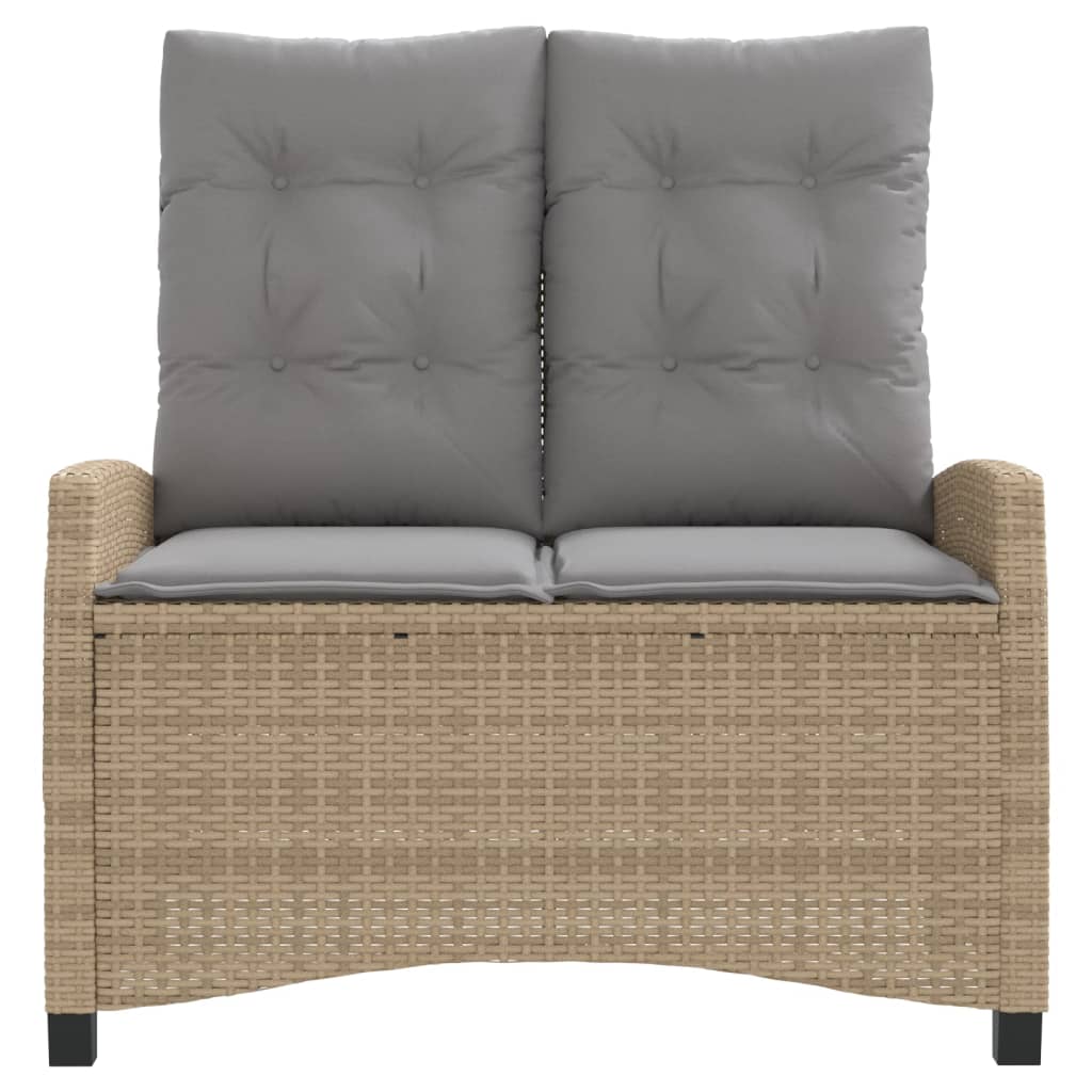Justerbar Trädgårdsbänk Med Dynor Beige Konstrotting