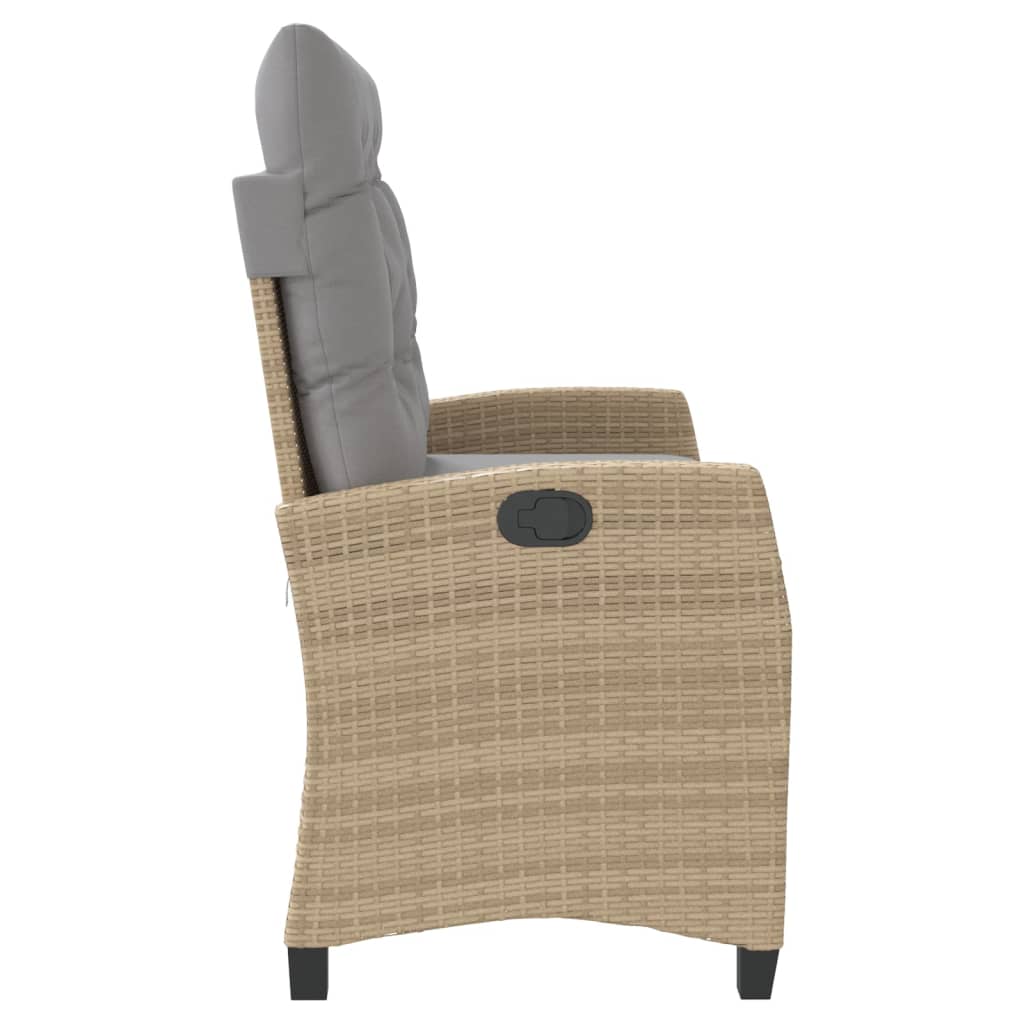 Justerbar Trädgårdsbänk Med Dynor Beige Konstrotting