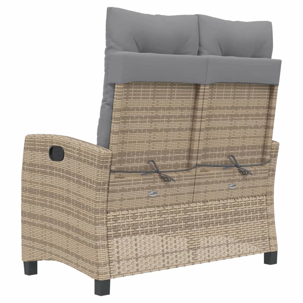 Justerbar Trädgårdsbänk Med Dynor Beige Konstrotting