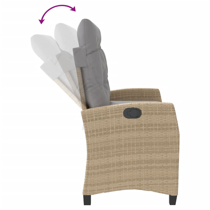 Justerbar Trädgårdsbänk Med Dynor Beige Konstrotting