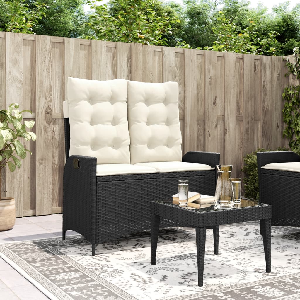 Justerbar Trädgårdsbänk Med Dynor Beige Konstrotting