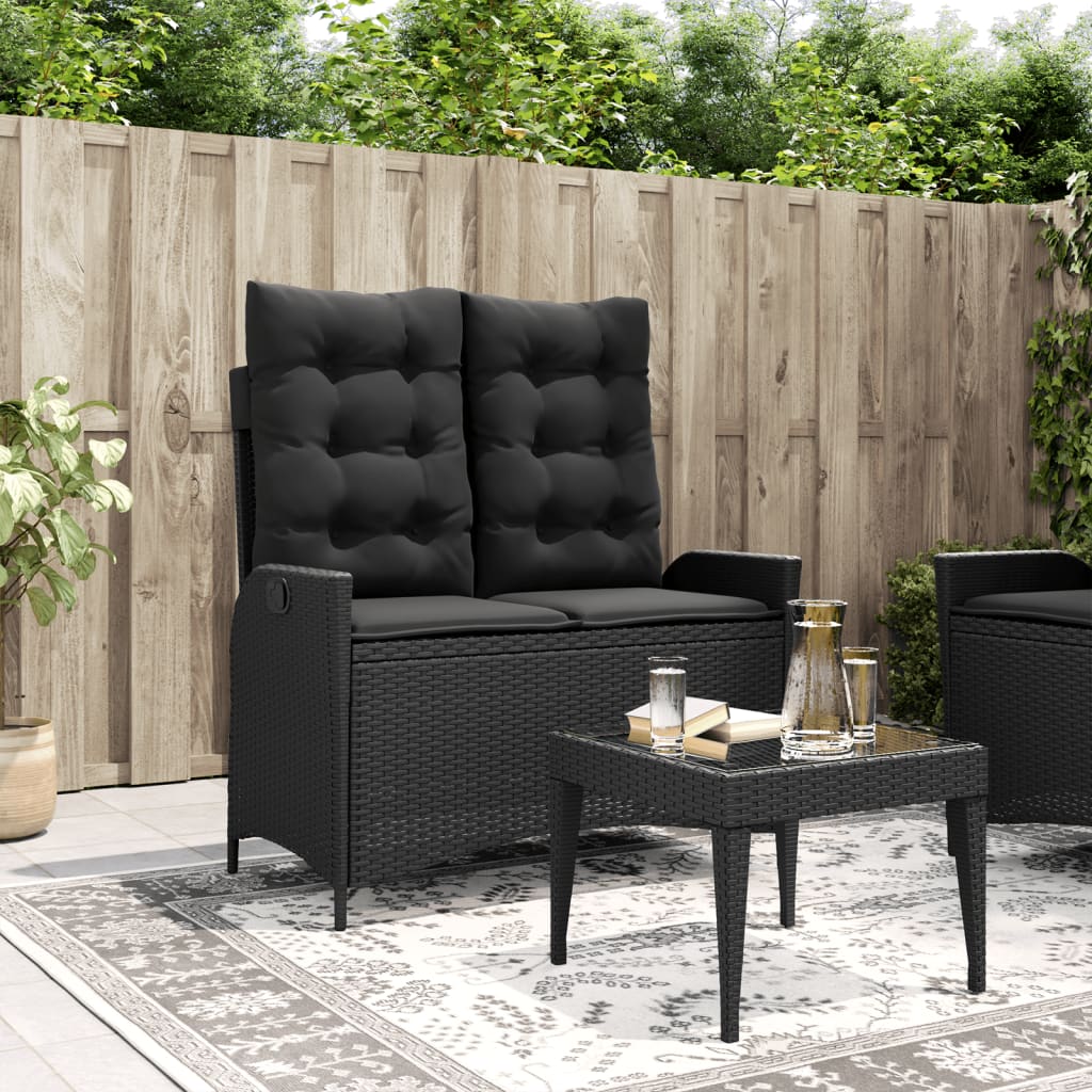 Justerbar Trädgårdsbänk Med Dynor Beige Konstrotting